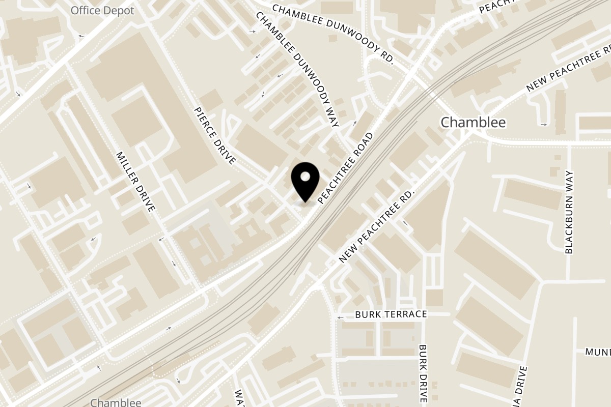 Map showing the location of Himalayas Indian Restaurant on 5336 Peachtree Rd in Chamblee